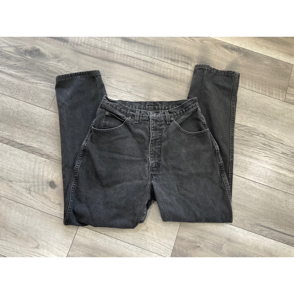 Lands' End Vintage High Waisted Straight Leg Jeans‎ Faded Black Made in USA 10